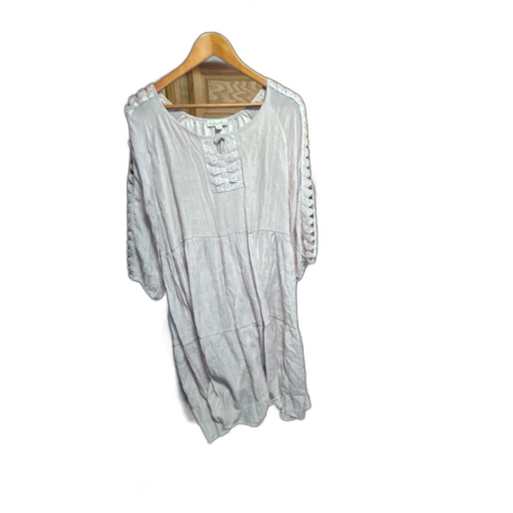 Indigo Rose Beige 2X Bohemian Lined Dress - Picture 2 of 9